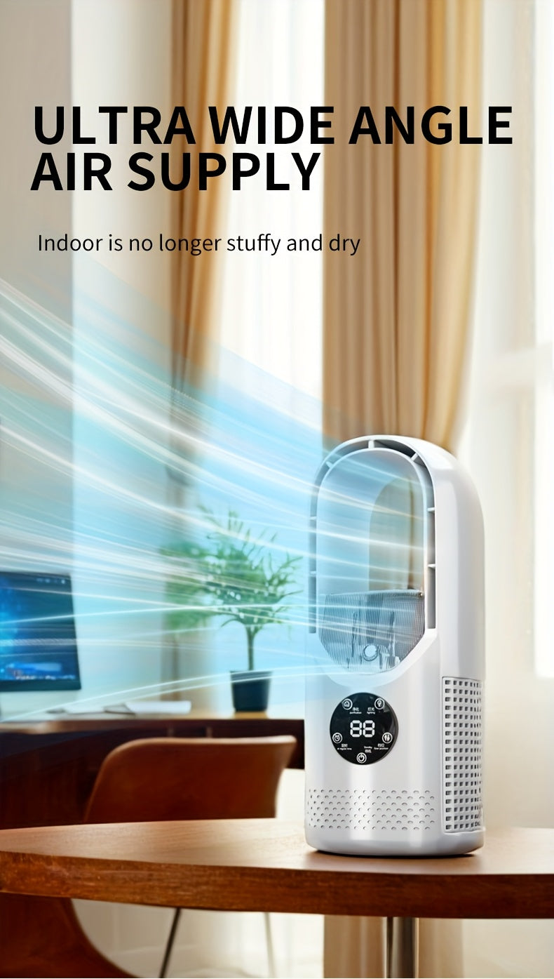 Portable Air Conditioning Fan USB Tower Fan Desktop Bladeless Fan - With Water Mist Cooling, Seven-color LED Ambient Light, Timer And Smart Shutdown - Perfect For Office, Travel, Camping And Home Essentials