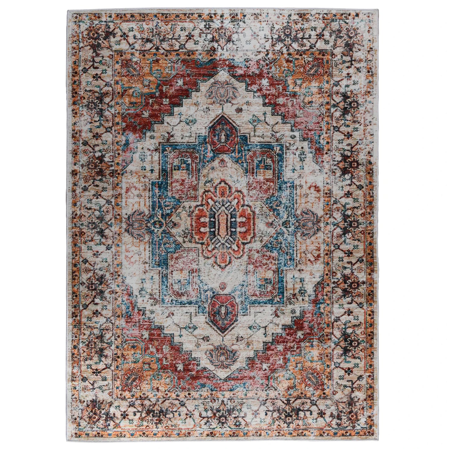 Vintage Bohemian Area Rug for Living Room, Retro Boho Rug Bedroom Indoor Print CarpetLarge Size Rug Kitchen Mat
