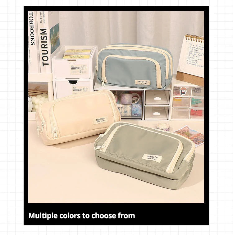 Large Capacity Pencil Case – Portable Stationery & Cosmetic Bag for School, Office & Travel