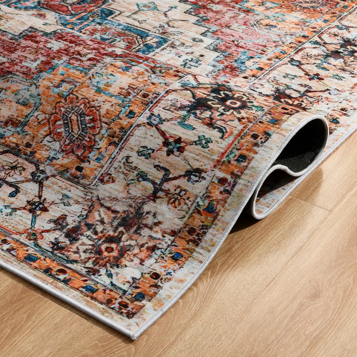 Vintage Bohemian Area Rug for Living Room, Retro Boho Rug Bedroom Indoor Print CarpetLarge Size Rug Kitchen Mat