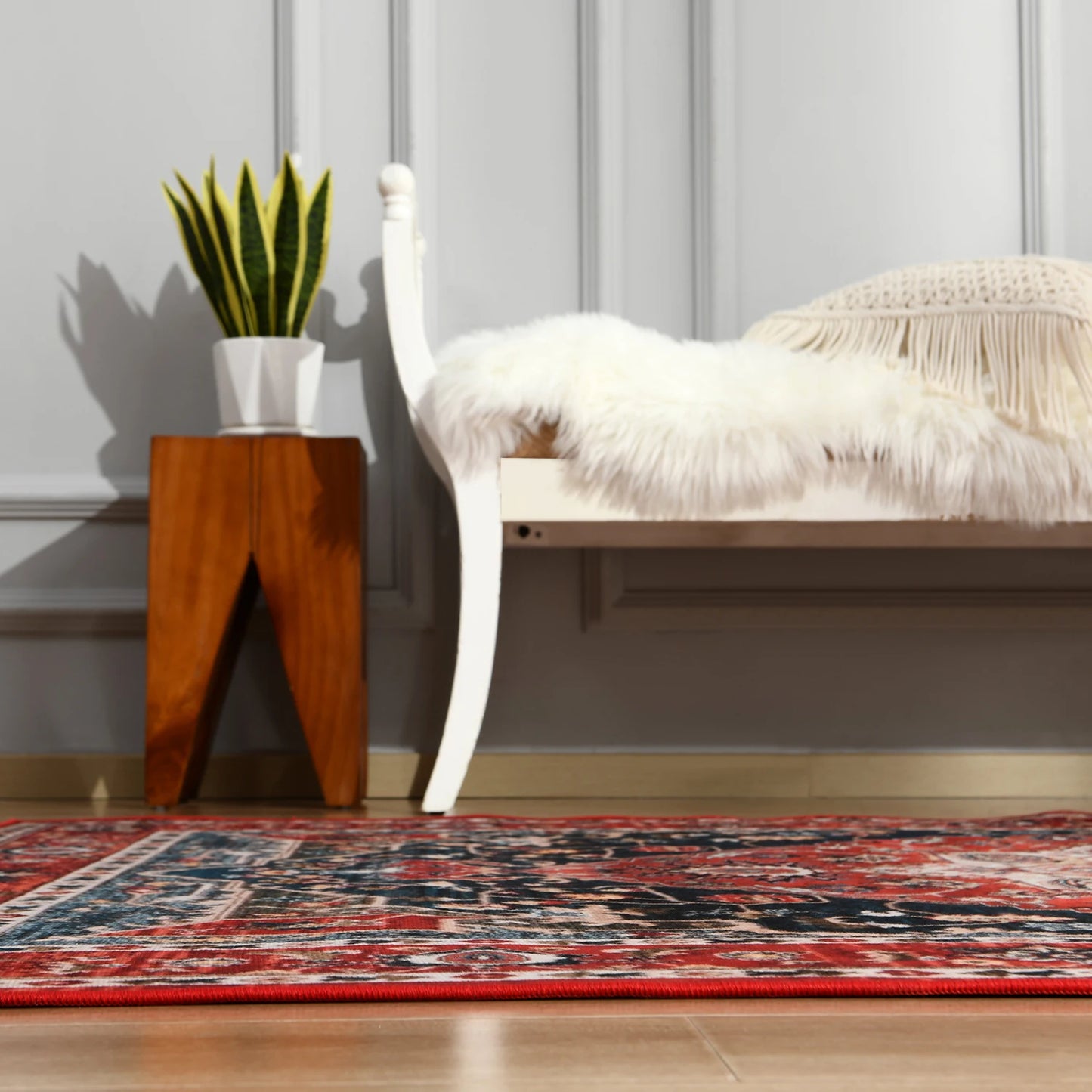 Vintage Bohemian Area Rug for Living Room, Retro Boho Rug Bedroom Indoor Print CarpetLarge Size Rug Kitchen Mat
