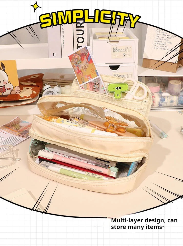 Large Capacity Pencil Case – Portable Stationery & Cosmetic Bag for School, Office & Travel