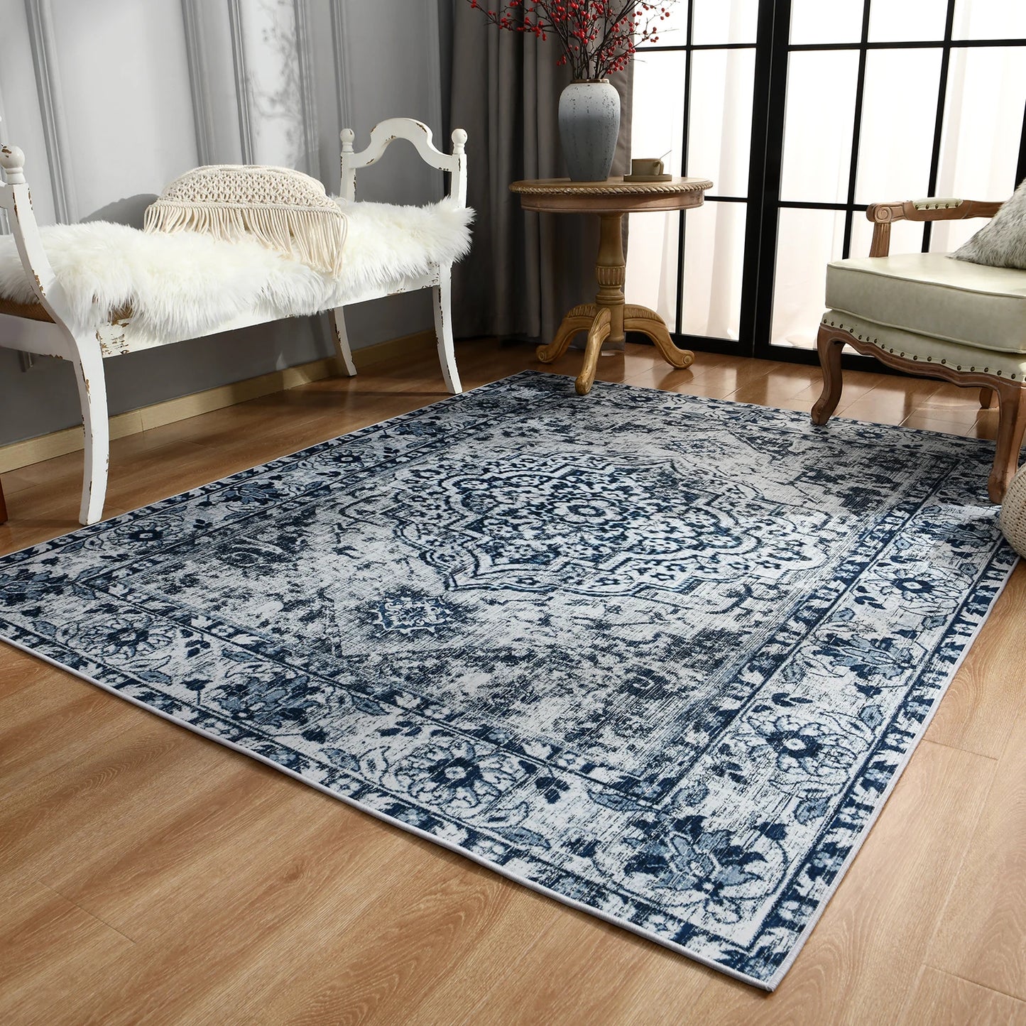 Vintage Bohemian Area Rug for Living Room, Retro Boho Rug Bedroom Indoor Print CarpetLarge Size Rug Kitchen Mat