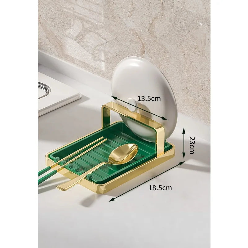 Pot Cover Shelf Kitchen Countertop Chopping Board Spatula Rack Household Multifunctional Rack Drain Storage Artifact