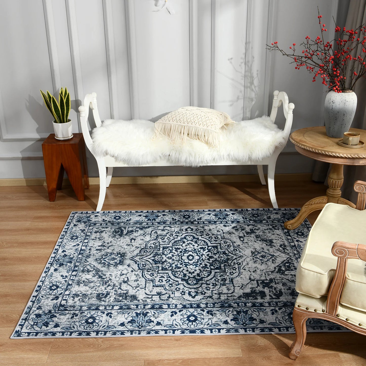 Vintage Bohemian Area Rug for Living Room, Retro Boho Rug Bedroom Indoor Print CarpetLarge Size Rug Kitchen Mat