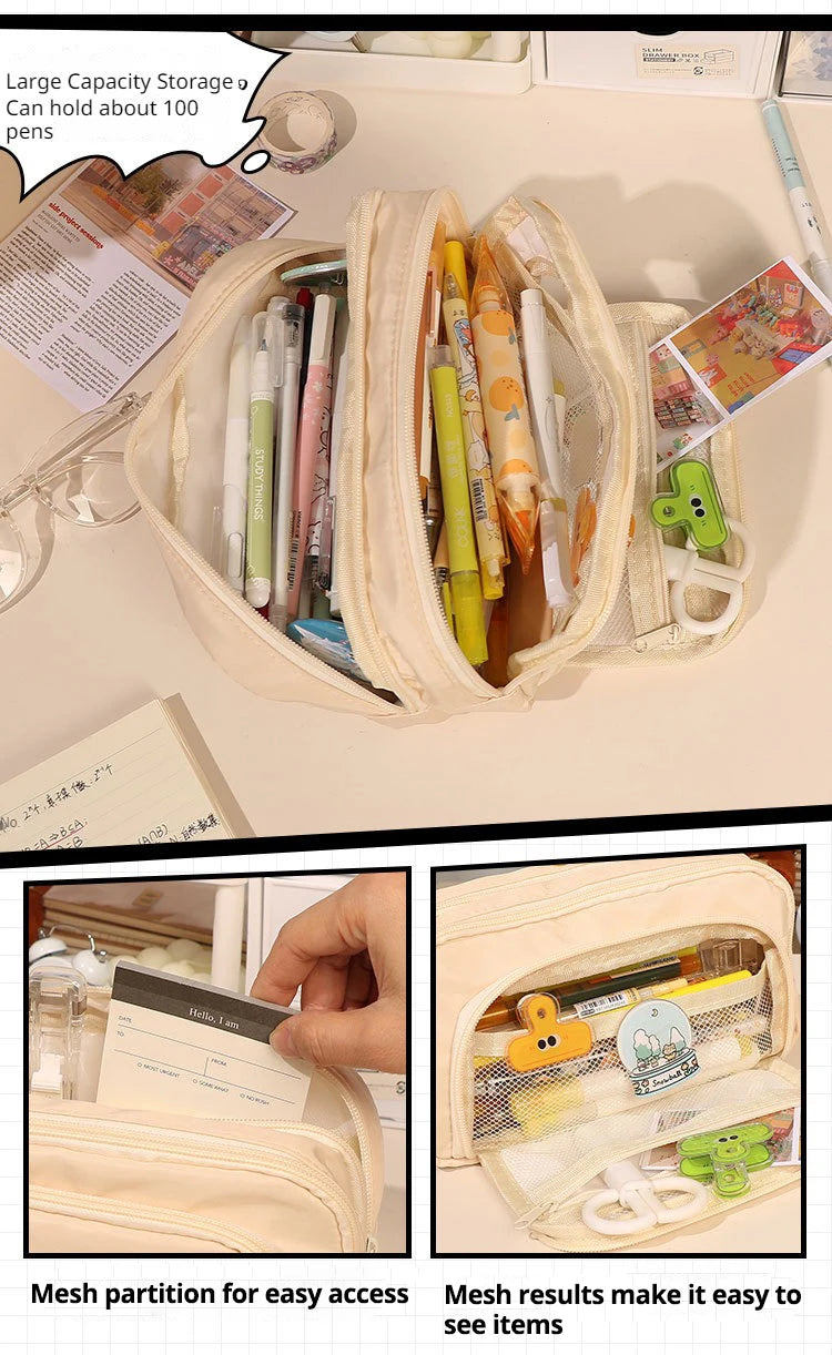 Large Capacity Pencil Case – Portable Stationery & Cosmetic Bag for School, Office & Travel