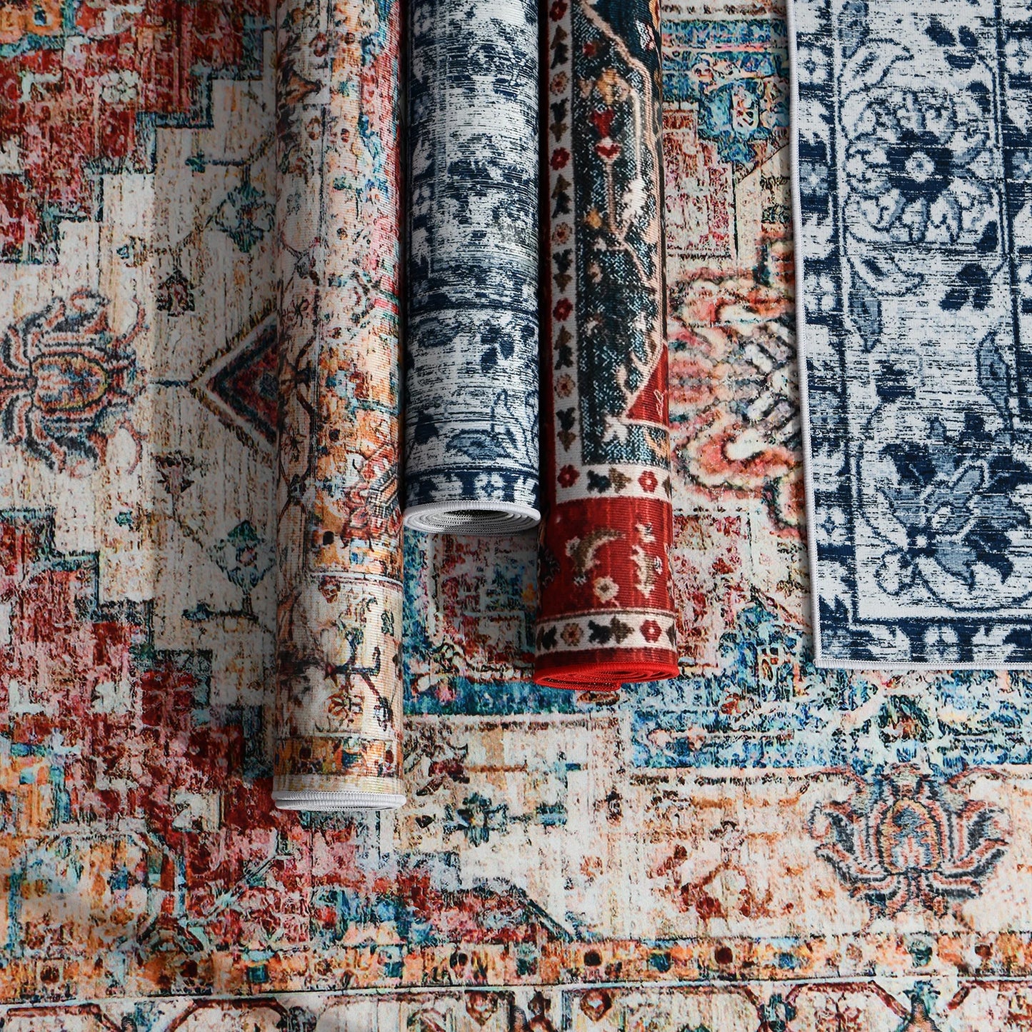 Vintage Bohemian Area Rug for Living Room, Retro Boho Rug Bedroom Indoor Print CarpetLarge Size Rug Kitchen Mat
