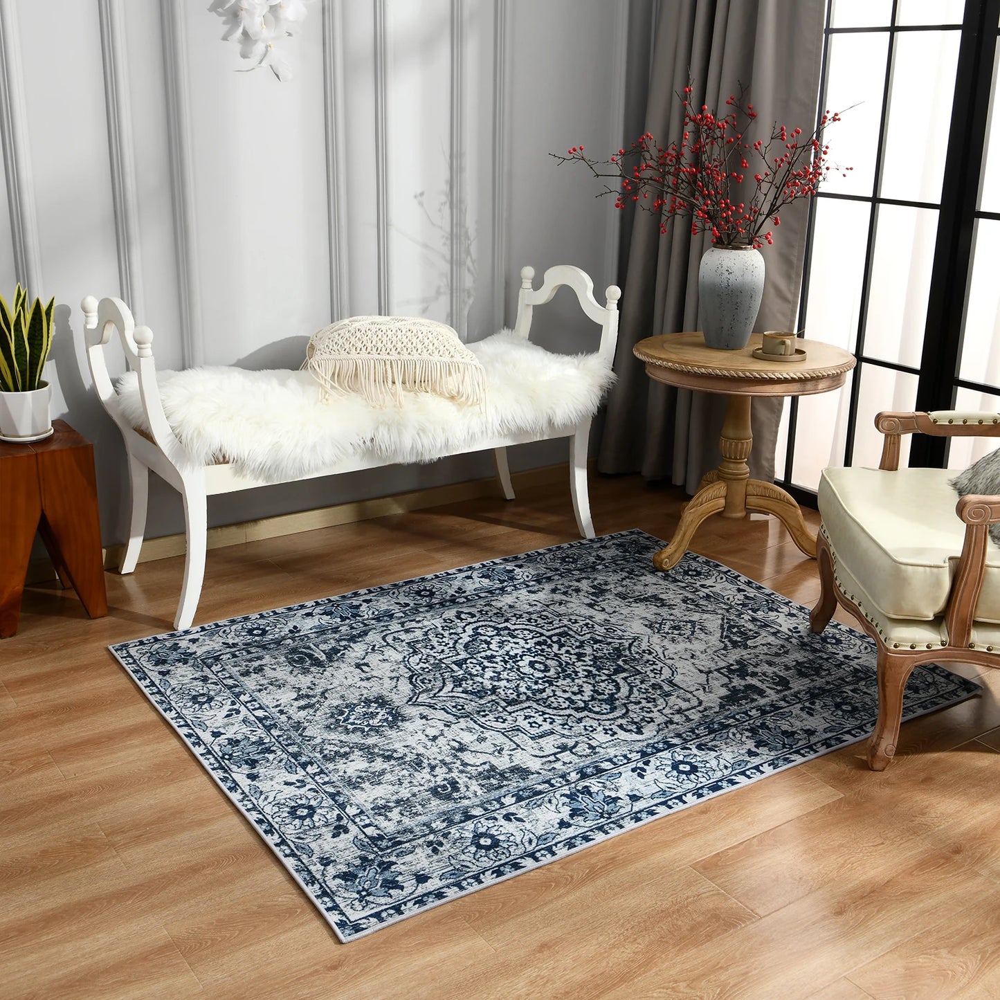 Vintage Bohemian Area Rug for Living Room, Retro Boho Rug Bedroom Indoor Print CarpetLarge Size Rug Kitchen Mat