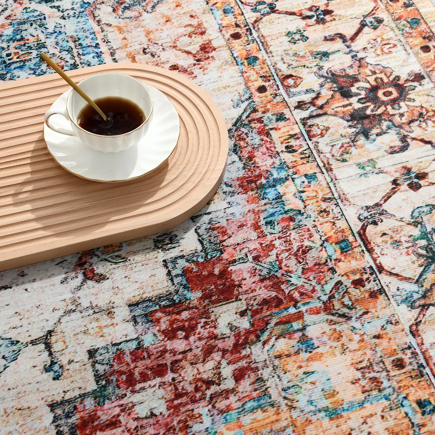 Vintage Bohemian Area Rug for Living Room, Retro Boho Rug Bedroom Indoor Print CarpetLarge Size Rug Kitchen Mat