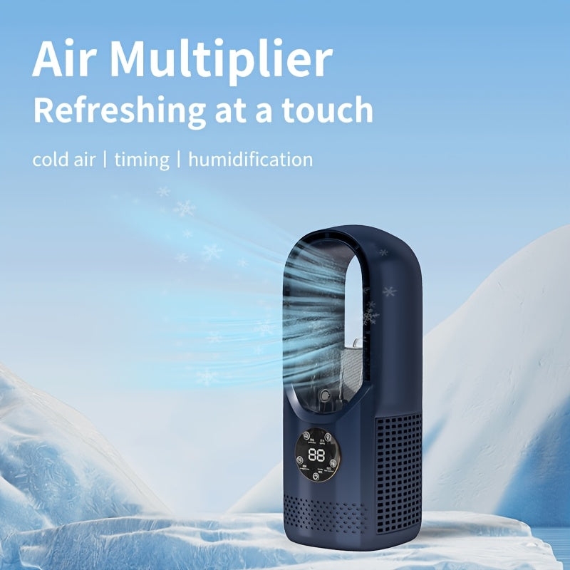 Portable Air Conditioning Fan USB Tower Fan Desktop Bladeless Fan - With Water Mist Cooling, Seven-color LED Ambient Light, Timer And Smart Shutdown - Perfect For Office, Travel, Camping And Home Essentials