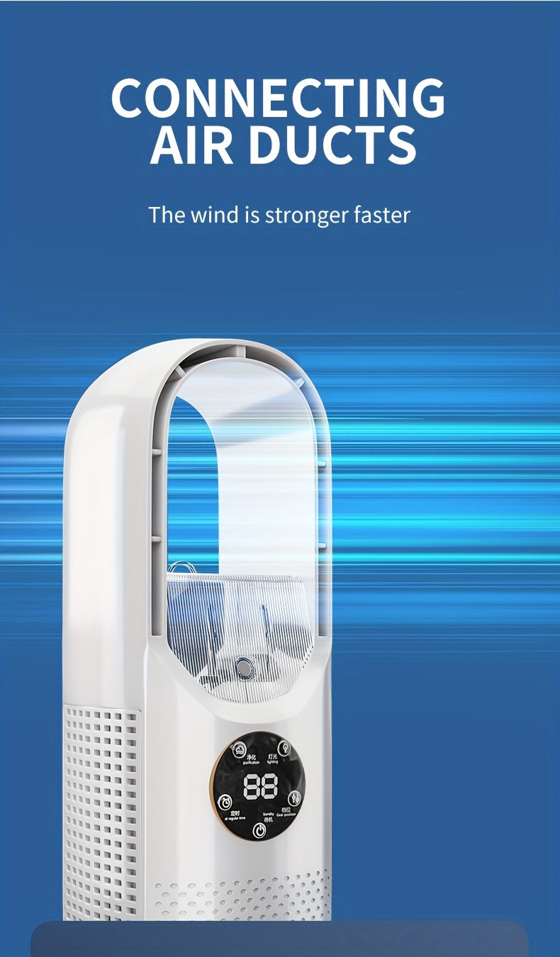 Portable Air Conditioning Fan USB Tower Fan Desktop Bladeless Fan - With Water Mist Cooling, Seven-color LED Ambient Light, Timer And Smart Shutdown - Perfect For Office, Travel, Camping And Home Essentials