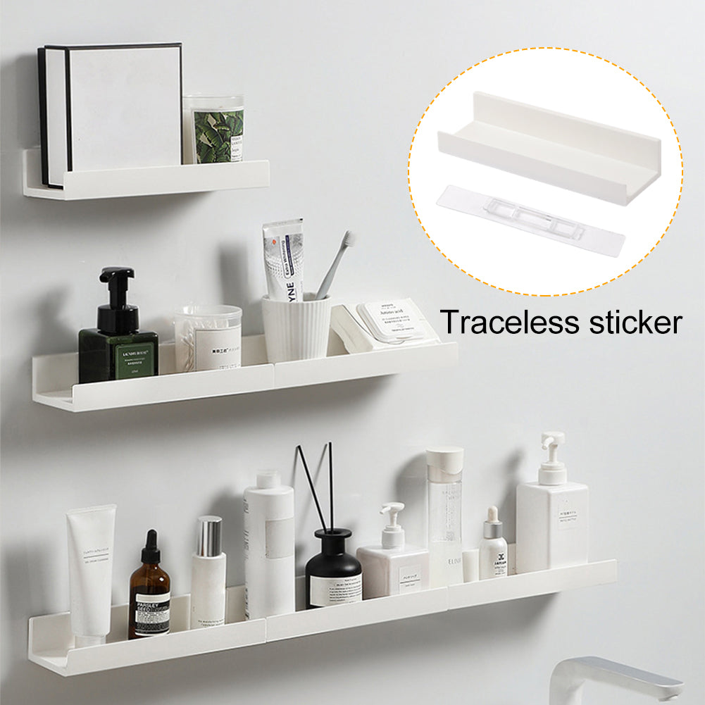 Wandmontiertes Badezimmer-Aufbewahrungsregal ohne Bohren – Schwebende Metallregale für Badezimmer, Küche und Dusche – Spiegelhalter und Organizer