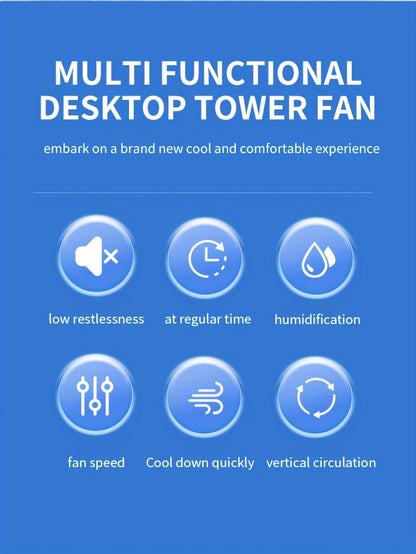 Portable Air Conditioning Fan USB Tower Fan Desktop Bladeless Fan - With Water Mist Cooling, Seven-color LED Ambient Light, Timer And Smart Shutdown - Perfect For Office, Travel, Camping And Home Essentials