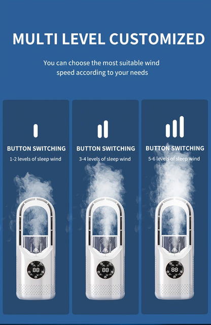 Portable Air Conditioning Fan USB Tower Fan Desktop Bladeless Fan - With Water Mist Cooling, Seven-color LED Ambient Light, Timer And Smart Shutdown - Perfect For Office, Travel, Camping And Home Essentials