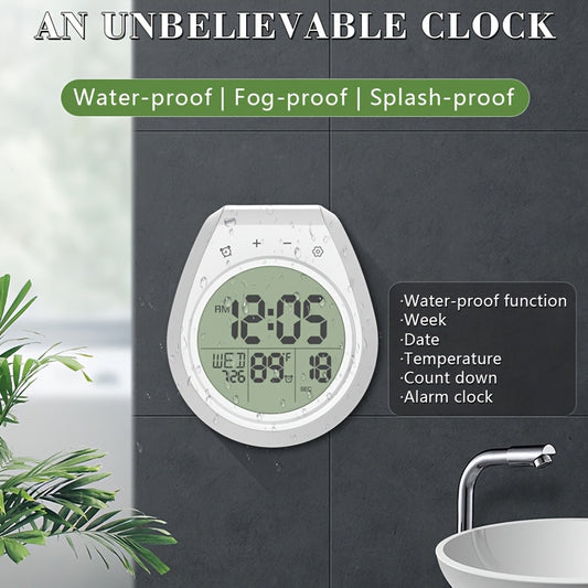 Digital Bathroom Clock with Large LCD Display, Shower Timer and Thermometer, Easy Install with Suction Cup Mount, 99-Minute Countdown Timer, Ideal for Showers, Kitchen, and Home Decor