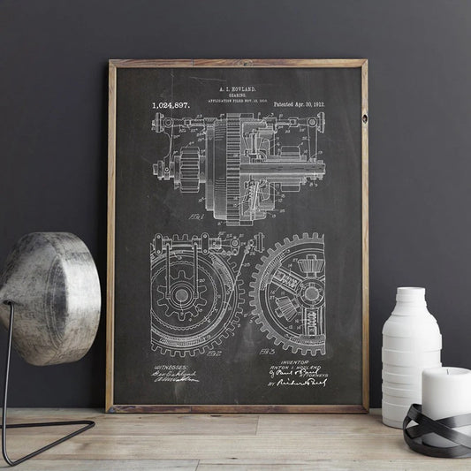 Metal Gears Patent Mechanical Gearing artwork