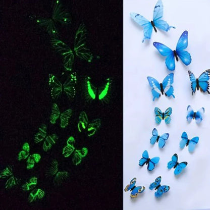 "12pcs 3D Luminous Butterfly Wall Stickers – Glow in the Dark DIY Home Decor for Kids Room & Gifts"