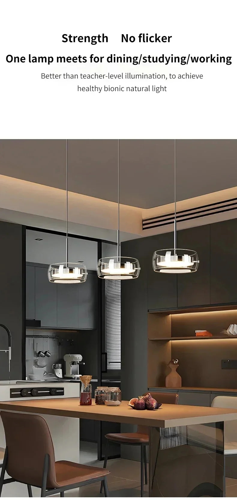 Modern LED Glass Pendant Light – Adjustable Minimalist Hanging Lamp for Dining Table, Kitchen Island, Restaurant & Home Decor