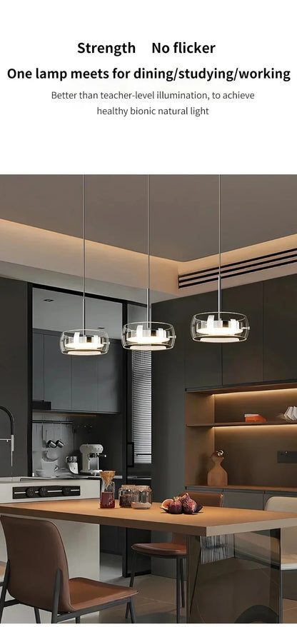 Modern LED Glass Pendant Light – Adjustable Minimalist Hanging Lamp for Dining Table, Kitchen Island, Restaurant & Home Decor
