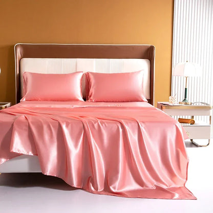 Luxury Emulation Silk Satin Fitted Sheet