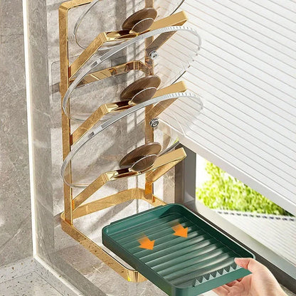 Goldfarbener Deckel-Organizer-Ständer – Topfdeckelhalter für Küchenschränke, Aufbewahrungsregal für Utensilien, Schneidebretter, Spatel und Löffel