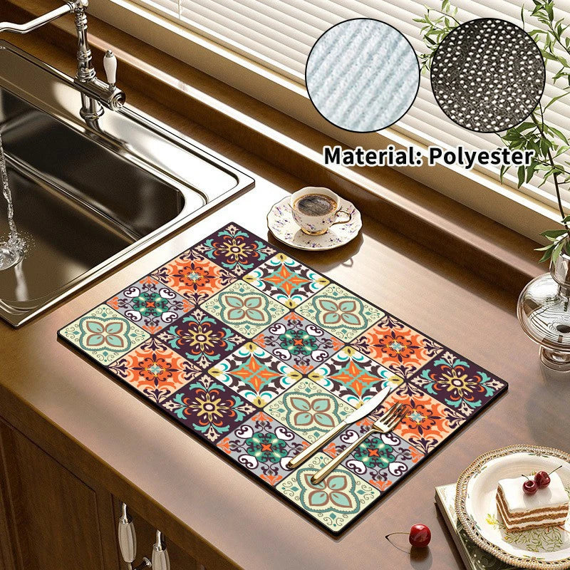 Quick Dry Kitchen Drying Mat – Absorbent Anti-Slip Dish & Coffee Placemat | Table Cup Mat for Fast Drying & Home Decor