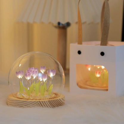 10/20Pcs Tulip LED Night Light – Battery Operated Artificial Flower Table Lamp for DIY Decoration, Handmade Bedside Tulip Nightlight