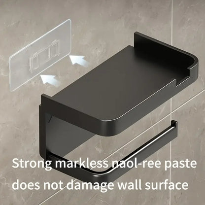 Self Adhesive Toilet Roll Paper Holder Wall Mount Bathroom Organizer Storage Stand No Punching Stainless Steel Towel Holder