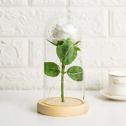Glasrose Kristallblumen-Ornament für Zimmer, Büro und Geschenk 