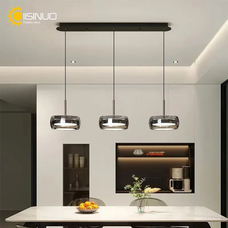 Modern LED Glass Pendant Light – Adjustable Minimalist Hanging Lamp for Dining Table, Kitchen Island, Restaurant & Home Decor