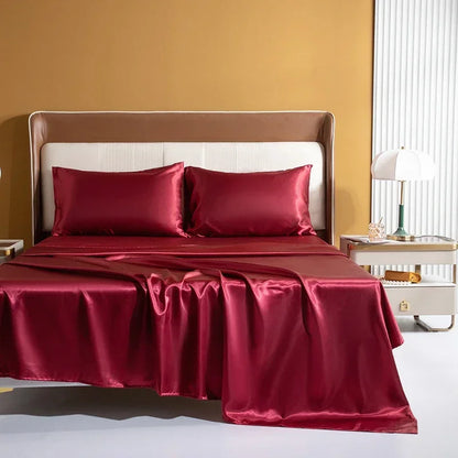 Luxury Emulation Silk Satin Fitted Sheet