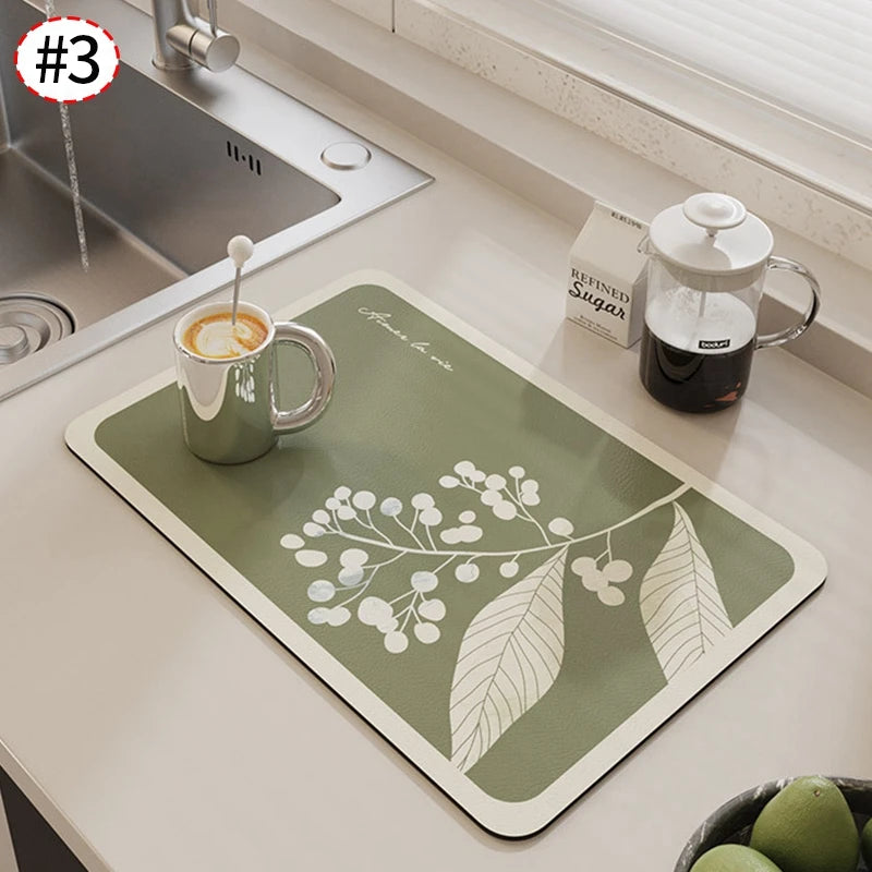 Quick Dry Kitchen Drying Mat – Absorbent Anti-Slip Dish & Coffee Placemat | Table Cup Mat for Fast Drying & Home Decor
