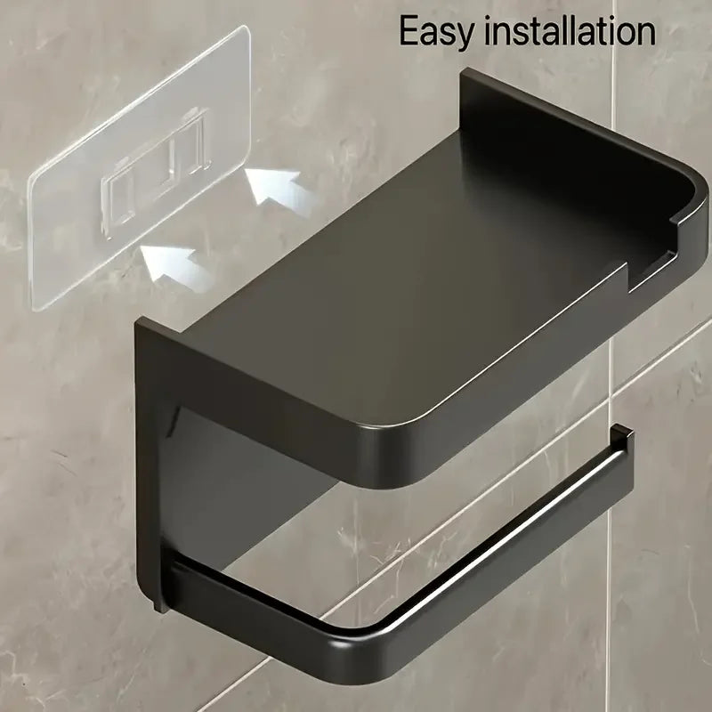 Self Adhesive Toilet Roll Paper Holder Wall Mount Bathroom Organizer Storage Stand No Punching Stainless Steel Towel Holder