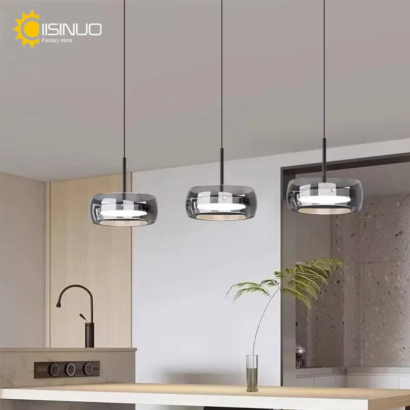 Modern LED Glass Pendant Light – Adjustable Minimalist Hanging Lamp for Dining Table, Kitchen Island, Restaurant & Home Decor