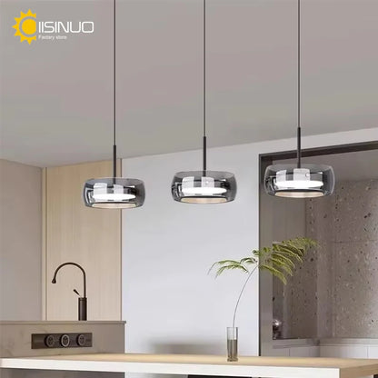 Modern LED Glass Pendant Light – Adjustable Minimalist Hanging Lamp for Dining Table, Kitchen Island, Restaurant & Home Decor