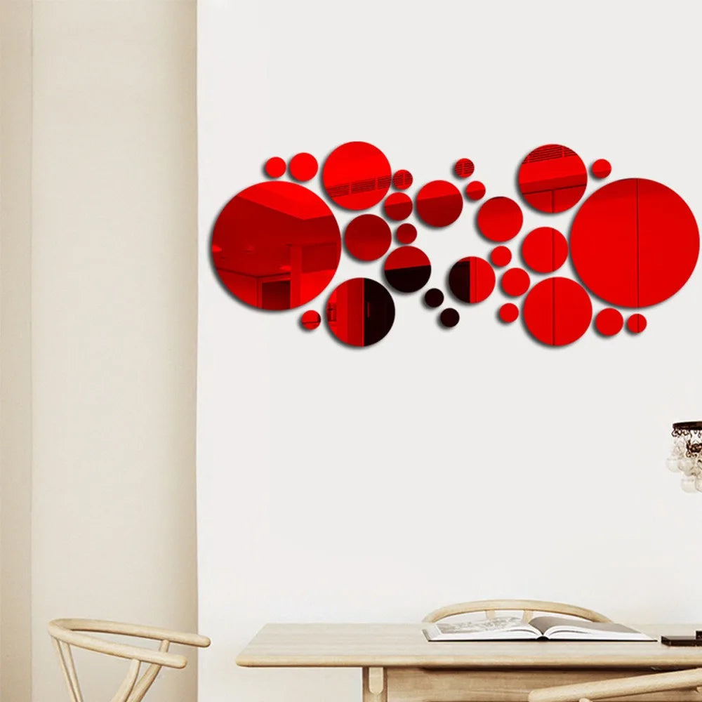 "26pcs Round Acrylic Mirror Wall Stickers – Removable Self-Adhesive Tiles for Ceramic Surfaces"