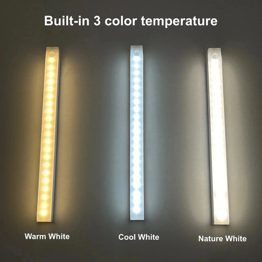LED Motion Sensor Night Light Bar – Rechargeable Magnetic Strip Light for Wardrobe, Cabinet, Bedroom & Dormitory