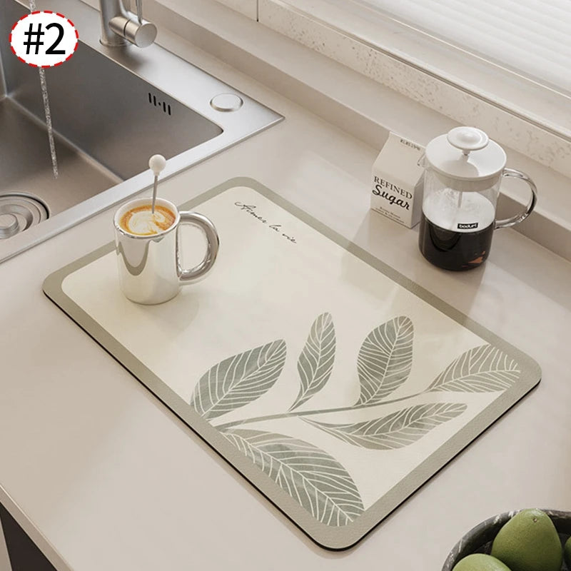 Quick Dry Kitchen Drying Mat – Absorbent Anti-Slip Dish & Coffee Placemat | Table Cup Mat for Fast Drying & Home Decor