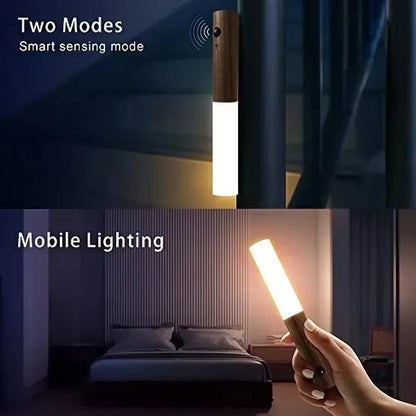 LED USB Rechargeable Magnetic Night Light – Wall Mount Lamp for Kitchen, Closet, Bedroom, Stairs, Bedside – Motion Sensor Cabinet Lighting (1PC)