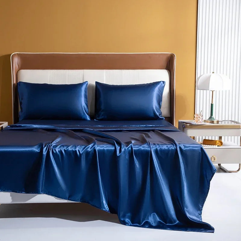 Luxury Emulation Silk Satin Fitted Sheet