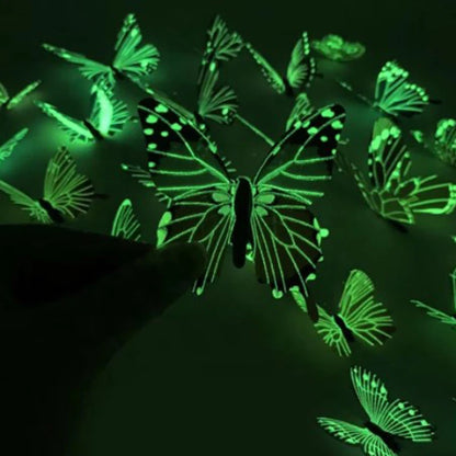 "12pcs 3D Luminous Butterfly Wall Stickers – Glow in the Dark DIY Home Decor for Kids Room & Gifts"
