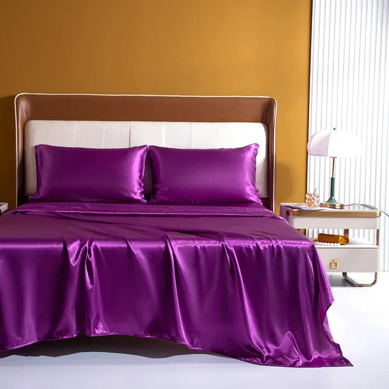 Luxury Emulation Silk Satin Fitted Sheet