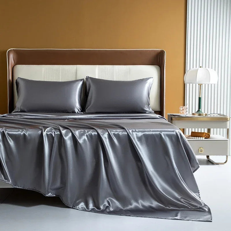 Luxury Emulation Silk Satin Fitted Sheet