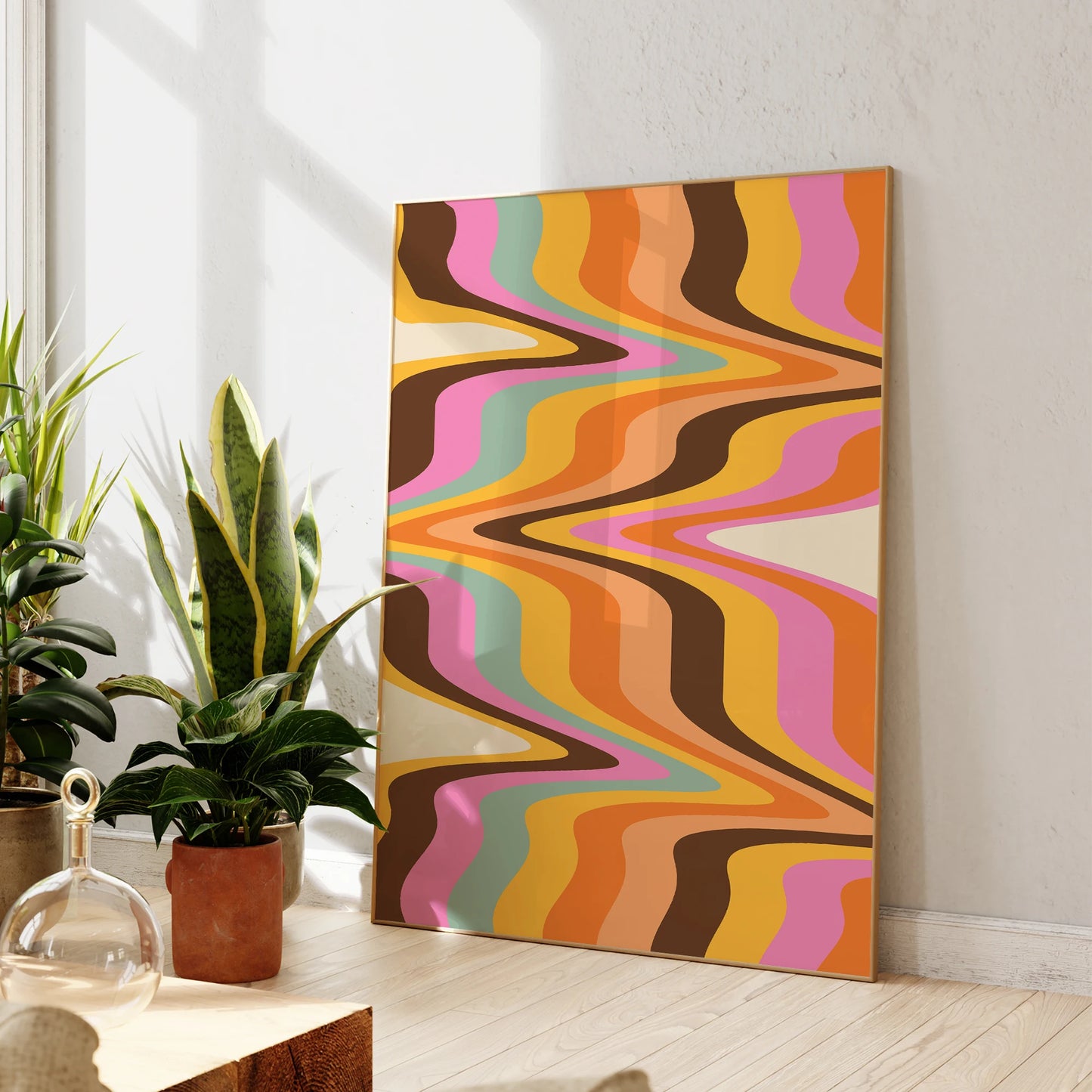 Modern Retro 70s Abstract Geometric Summer Wall Art Prints