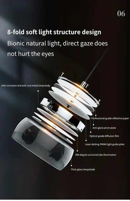 Modern LED Glass Pendant Light – Adjustable Minimalist Hanging Lamp for Dining Table, Kitchen Island, Restaurant & Home Decor