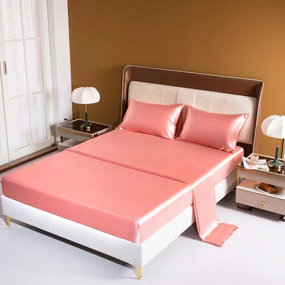 Luxury Emulation Silk Satin Fitted Sheet