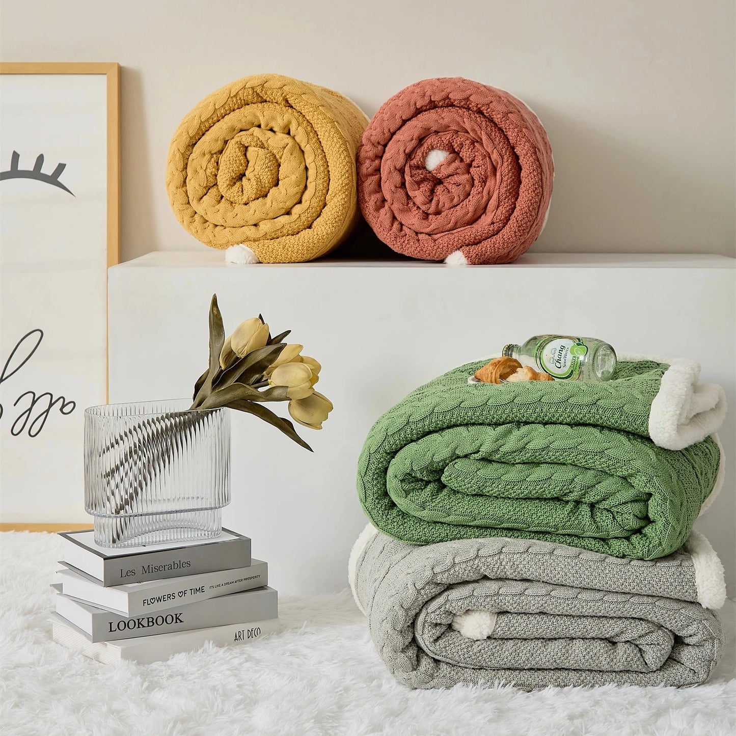 Luxury Feeling Sherpa Cotton Blankets