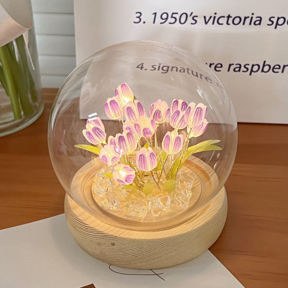 10/20Pcs Tulip LED Night Light – Battery Operated Artificial Flower Table Lamp for DIY Decoration, Handmade Bedside Tulip Nightlight