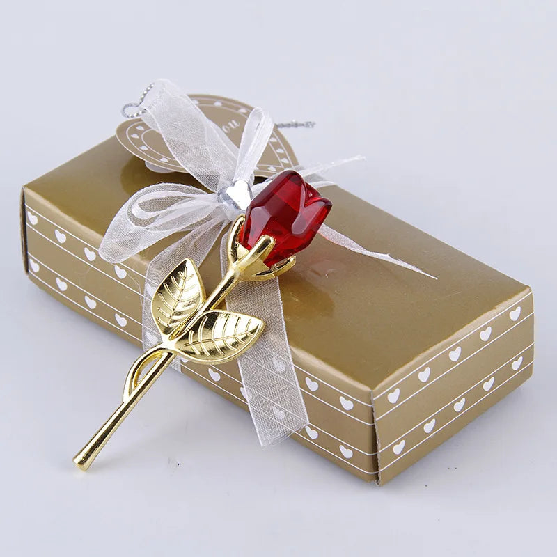 Glasrose Kristallblumen-Ornament für Zimmer, Büro und Geschenk 