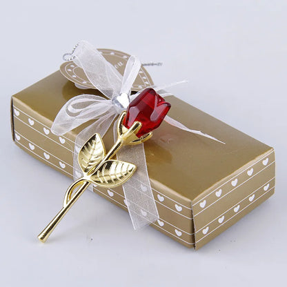 Glasrose Kristallblumen-Ornament für Zimmer, Büro und Geschenk 